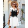 image:imageZeagoo Womens Casual Dresses with Pockets Summer Floral VNeck ALine Tshirt Dress Short Sleeve Mini Dress Beach SundressGradient Black White