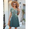image:imageZeagoo Womens Casual Dresses with Pockets Summer Floral VNeck ALine Tshirt Dress Short Sleeve Mini Dress Beach SundressGraygreen Floral