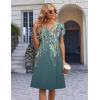 image:imageZeagoo Womens Casual Dresses with Pockets Summer Floral VNeck ALine Tshirt Dress Short Sleeve Mini Dress Beach SundressGraygreen Floral