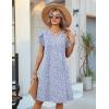 image:imageZeagoo Womens Casual Dresses with Pockets Summer Floral VNeck ALine Tshirt Dress Short Sleeve Mini Dress Beach SundressGrey Bluewhite