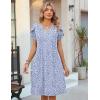 image:imageZeagoo Womens Casual Dresses with Pockets Summer Floral VNeck ALine Tshirt Dress Short Sleeve Mini Dress Beach SundressGrey Bluewhite
