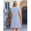 image:imageZeagoo Womens Casual Dresses with Pockets Summer Floral VNeck ALine Tshirt Dress Short Sleeve Mini Dress Beach SundressGrey Bluewhite