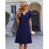image:imageZeagoo Womens Casual Dresses with Pockets Summer Floral VNeck ALine Tshirt Dress Short Sleeve Mini Dress Beach SundressNavy Blue