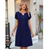 image:imageZeagoo Womens Casual Dresses with Pockets Summer Floral VNeck ALine Tshirt Dress Short Sleeve Mini Dress Beach SundressNavy Blue