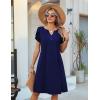 image:imageZeagoo Womens Casual Dresses with Pockets Summer Floral VNeck ALine Tshirt Dress Short Sleeve Mini Dress Beach SundressNavy Blue