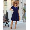 image:imageZeagoo Womens Casual Dresses with Pockets Summer Floral VNeck ALine Tshirt Dress Short Sleeve Mini Dress Beach SundressNavy Blue