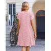 image:imageZeagoo Womens Casual Dresses with Pockets Summer Floral VNeck ALine Tshirt Dress Short Sleeve Mini Dress Beach SundressPinkwhite