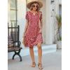 image:imageZeagoo Womens Casual Dresses with Pockets Summer Floral VNeck ALine Tshirt Dress Short Sleeve Mini Dress Beach SundressRed White Floral