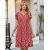 image:imageZeagoo Womens Casual Dresses with Pockets Summer Floral VNeck ALine Tshirt Dress Short Sleeve Mini Dress Beach SundressRed White Floral