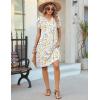 image:imageZeagoo Womens Casual Dresses with Pockets Summer Floral VNeck ALine Tshirt Dress Short Sleeve Mini Dress Beach SundressWhite Floral