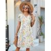 image:imageZeagoo Womens Casual Dresses with Pockets Summer Floral VNeck ALine Tshirt Dress Short Sleeve Mini Dress Beach SundressWhite Floral