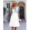 image:imageZeagoo Womens Casual Dresses with Pockets Summer Floral VNeck ALine Tshirt Dress Short Sleeve Mini Dress Beach SundressWhiteblue Flower