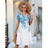 image:imageZeagoo Womens Casual Dresses with Pockets Summer Floral VNeck ALine Tshirt Dress Short Sleeve Mini Dress Beach SundressWhiteblue Flower