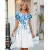 image:imageZeagoo Womens Casual Dresses with Pockets Summer Floral VNeck ALine Tshirt Dress Short Sleeve Mini Dress Beach SundressWhiteblue Flower