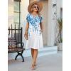 image:imageZeagoo Womens Casual Dresses with Pockets Summer Floral VNeck ALine Tshirt Dress Short Sleeve Mini Dress Beach SundressWhiteblue Flower