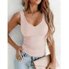 image:imageZeagoo Womens Double Lined V Neck Tank Tops Summer Slim Fit Basic Sleeveless Shirts Cute Trendy Going Out TopsChampagne