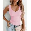 image:imageZeagoo Womens Double Lined V Neck Tank Tops Summer Slim Fit Basic Sleeveless Shirts Cute Trendy Going Out TopsPink