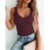 image:imageZeagoo Womens Double Lined V Neck Tank Tops Summer Slim Fit Basic Sleeveless Shirts Cute Trendy Going Out TopsWine Red