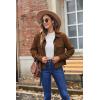 image:imageZeagoo Womens Fashion Cropped Corduroy Shackets Button Down Jackets Tops Fall Trendy Lightweight Long Sleeve ShirtsBrown