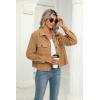 image:imageZeagoo Womens Fashion Cropped Corduroy Shackets Button Down Jackets Tops Fall Trendy Lightweight Long Sleeve ShirtsCamel