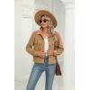 image:imageZeagoo Womens Fashion Cropped Corduroy Shackets Button Down Jackets Tops Fall Trendy Lightweight Long Sleeve ShirtsCamel