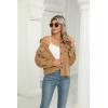 image:imageZeagoo Womens Fashion Cropped Corduroy Shackets Button Down Jackets Tops Fall Trendy Lightweight Long Sleeve ShirtsCamel