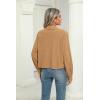 image:imageZeagoo Womens Fashion Cropped Corduroy Shackets Button Down Jackets Tops Fall Trendy Lightweight Long Sleeve ShirtsCamel