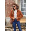 image:imageZeagoo Womens Fashion Cropped Corduroy Shackets Button Down Jackets Tops Fall Trendy Lightweight Long Sleeve ShirtsCaramel