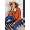 image:imageZeagoo Womens Fashion Cropped Corduroy Shackets Button Down Jackets Tops Fall Trendy Lightweight Long Sleeve ShirtsCaramel