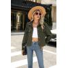 image:imageZeagoo Womens Fashion Cropped Corduroy Shackets Button Down Jackets Tops Fall Trendy Lightweight Long Sleeve ShirtsDark Green