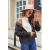 image:imageZeagoo Womens Fashion Cropped Corduroy Shackets Button Down Jackets Tops Fall Trendy Lightweight Long Sleeve ShirtsDark Grey