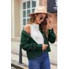 image:imageZeagoo Womens Fashion Cropped Corduroy Shackets Button Down Jackets Tops Fall Trendy Lightweight Long Sleeve ShirtsGreen