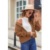 image:imageZeagoo Womens Fashion Cropped Corduroy Shackets Button Down Jackets Tops Fall Trendy Lightweight Long Sleeve ShirtsLight Brown