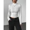 image:imageZeagoo Womens Long Sleeve Shirts Mock Neck Basic Slim Fitted Tops Lightweight Stretch Base Layer TShirtA White