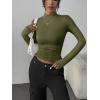 image:imageZeagoo Womens Long Sleeve Shirts Mock Neck Basic Slim Fitted Tops Lightweight Stretch Base Layer TShirtArmy Green