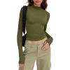 image:imageZeagoo Womens Long Sleeve Shirts Mock Neck Basic Slim Fitted Tops Lightweight Stretch Base Layer TShirtArmy Green