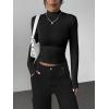 image:imageZeagoo Womens Long Sleeve Shirts Mock Neck Basic Slim Fitted Tops Lightweight Stretch Base Layer TShirtBlack
