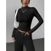 image:imageZeagoo Womens Long Sleeve Shirts Mock Neck Basic Slim Fitted Tops Lightweight Stretch Base Layer TShirtBlack