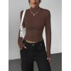 image:imageZeagoo Womens Long Sleeve Shirts Mock Neck Basic Slim Fitted Tops Lightweight Stretch Base Layer TShirtBrown