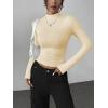 image:imageZeagoo Womens Long Sleeve Shirts Mock Neck Basic Slim Fitted Tops Lightweight Stretch Base Layer TShirtIvory