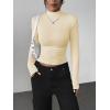 image:imageZeagoo Womens Long Sleeve Shirts Mock Neck Basic Slim Fitted Tops Lightweight Stretch Base Layer TShirtIvory