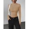 image:imageZeagoo Womens Long Sleeve Shirts Mock Neck Basic Slim Fitted Tops Lightweight Stretch Base Layer TShirtKhaki