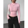 image:imageZeagoo Womens Long Sleeve Shirts Mock Neck Basic Slim Fitted Tops Lightweight Stretch Base Layer TShirtPink