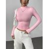 image:imageZeagoo Womens Long Sleeve Shirts Mock Neck Basic Slim Fitted Tops Lightweight Stretch Base Layer TShirtPink