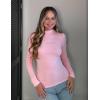 image:imageZeagoo Womens Long Sleeve Shirts Mock Neck Basic Slim Fitted Tops Lightweight Stretch Base Layer TShirtPink
