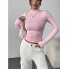 image:imageZeagoo Womens Long Sleeve Shirts Mock Neck Basic Slim Fitted Tops Lightweight Stretch Base Layer TShirtPink
