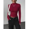 image:imageZeagoo Womens Long Sleeve Shirts Mock Neck Basic Slim Fitted Tops Lightweight Stretch Base Layer TShirtRed