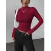 image:imageZeagoo Womens Long Sleeve Shirts Mock Neck Basic Slim Fitted Tops Lightweight Stretch Base Layer TShirtRed