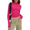 image:imageZeagoo Womens Long Sleeve Shirts Mock Neck Basic Slim Fitted Tops Lightweight Stretch Base Layer TShirtRose Pink