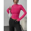 image:imageZeagoo Womens Long Sleeve Shirts Mock Neck Basic Slim Fitted Tops Lightweight Stretch Base Layer TShirtRose Pink